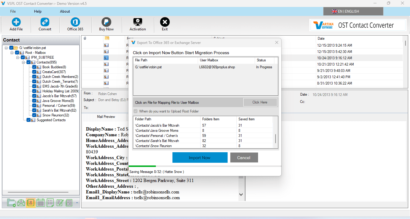 Office365 Migartion of Recovered OST Contact