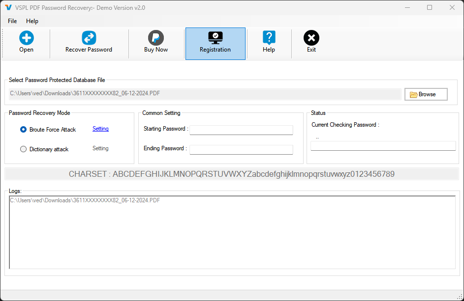 Select Password Protected PDF File