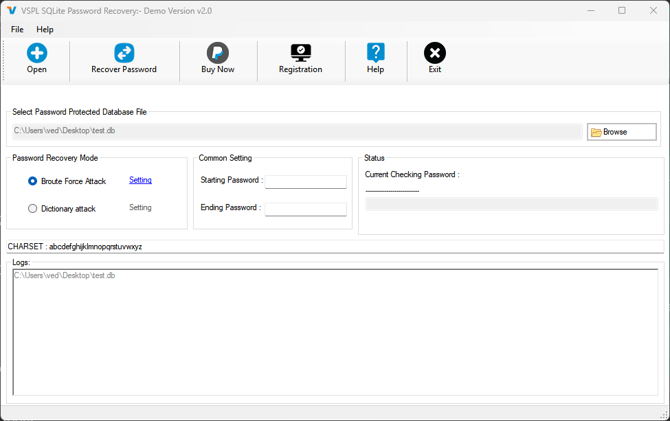 Select Password Protected SQLite File